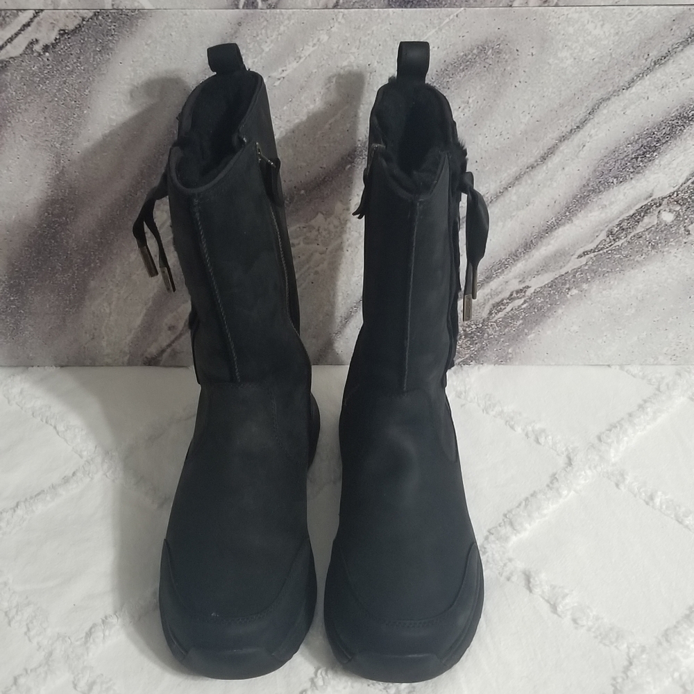 UGG Suvi waterproof black bow leather boots